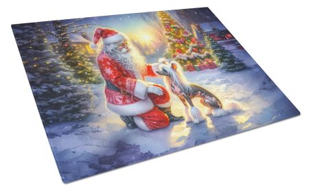 Chinese Crested and Santa Claus Glass Cutting Board Decorative Tempered Glass Kitchen Cutting and Serving Board Large Size Chopping Board