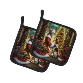 English Setter and Santa Claus Pair of Pot Holders Kitchen Heat Resistant Pot Holders Sets Oven Hot Pads for Cooking Baking BBQ, 7 1/2 x 7 1/2