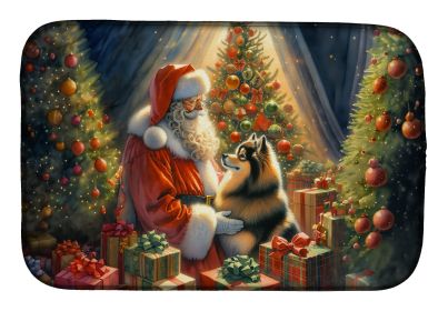 Finnish Spitz and Santa Claus Dish Drying Mat Absorbent Dish Drying Mat Pad for Kitchen Counter Dish Drainer Mat for Countertop, 14 x 21, Multicolor