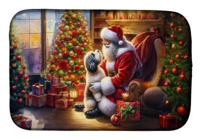 Havanese and Santa Claus Dish Drying Mat Absorbent Dish Drying Mat Pad for Kitchen Counter Dish Drainer Mat for Countertop, 14 x 21, Multicolor