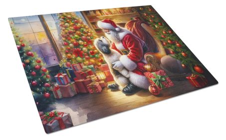 Havanese and Santa Claus Glass Cutting Board Decorative Tempered Glass Kitchen Cutting and Serving Board Large Size Chopping Board