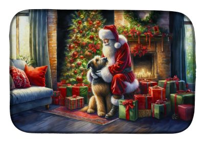Irish Wolfhound and Santa Claus Dish Drying Mat Absorbent Dish Drying Mat Pad for Kitchen Counter Dish Drainer Mat for Countertop, 14 x 21, Multicolor