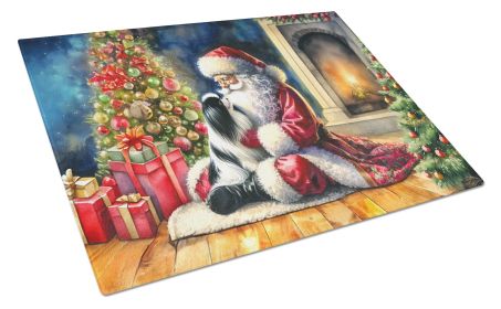 Japanese Chin and Santa Claus Glass Cutting Board Decorative Tempered Glass Kitchen Cutting and Serving Board Large Size Chopping Board