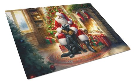 Labrador Retriever and Santa Claus Glass Cutting Board Decorative Tempered Glass Kitchen Cutting and Serving Board Large Size Chopping Board
