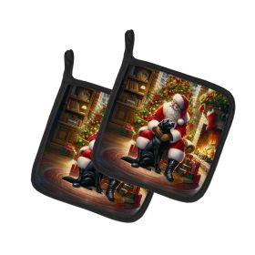 Labrador Retriever and Santa Claus Pair of Pot Holders Kitchen Heat Resistant Pot Holders Sets Oven Hot Pads for Cooking Baking BBQ, 7 1/2 x 7 1/2