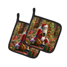 Mastiff and Santa Claus Pair of Pot Holders Kitchen Heat Resistant Pot Holders Sets Oven Hot Pads for Cooking Baking BBQ, 7 1/2 x 7 1/2