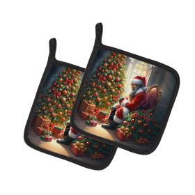 Miniature Pinscher and Santa Claus Pair of Pot Holders Kitchen Heat Resistant Pot Holders Sets Oven Hot Pads for Cooking Baking BBQ, 7 1/2 x 7 1/2