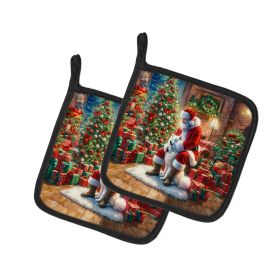 Samoyed and Santa Claus Pair of Pot Holders Kitchen Heat Resistant Pot Holders Sets Oven Hot Pads for Cooking Baking BBQ, 7 1/2 x 7 1/2