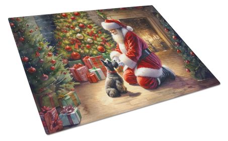Scottish Terrier and Santa Claus Glass Cutting Board Decorative Tempered Glass Kitchen Cutting and Serving Board Large Size Chopping Board