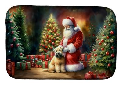 Wheaten Terrier and Santa Claus Dish Drying Mat Absorbent Dish Drying Mat Pad for Kitchen Counter Dish Drainer Mat for Countertop, 14 x 21, Multicolor