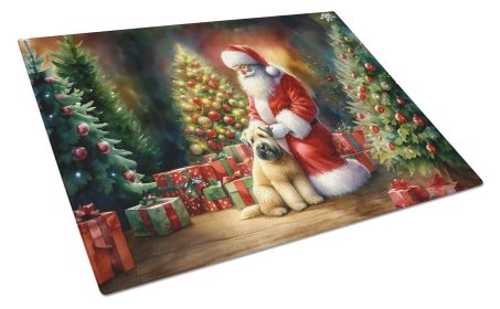 Wheaten Terrier and Santa Claus Glass Cutting Board Decorative Tempered Glass Kitchen Cutting and Serving Board Large Size Chopping Board