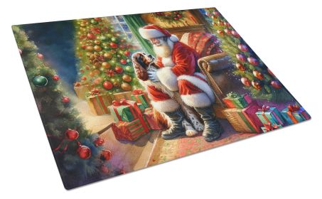 Welsh Springer Spaniel and Santa Claus Glass Cutting Board Decorative Tempered Glass Kitchen Cutting and Serving Board Large Size Chopping Board