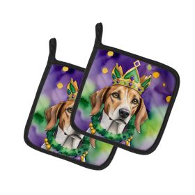 American Foxhound King of Mardi Gras Pair of Pot Holders Kitchen Heat Resistant Pot Holders Sets Oven Hot Pads for Cooking Baking BBQ, 7 1/2 x 7 1/2
