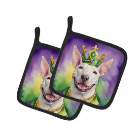 Bull Terrier King of Mardi Gras Pair of Pot Holders Kitchen Heat Resistant Pot Holders Sets Oven Hot Pads for Cooking Baking BBQ, 7 1/2 x 7 1/2