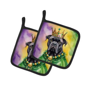 Cane Corso King of Mardi Gras Pair of Pot Holders Kitchen Heat Resistant Pot Holders Sets Oven Hot Pads for Cooking Baking BBQ, 7 1/2 x 7 1/2
