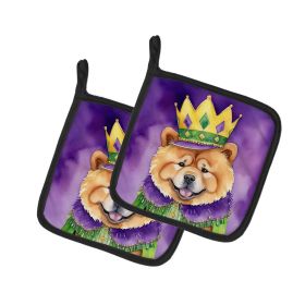 Chow Chow King of Mardi Gras Pair of Pot Holders Kitchen Heat Resistant Pot Holders Sets Oven Hot Pads for Cooking Baking BBQ, 7 1/2 x 7 1/2