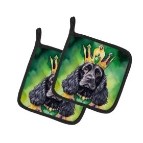 Cocker Spaniel King of Mardi Gras Pair of Pot Holders Kitchen Heat Resistant Pot Holders Sets Oven Hot Pads for Cooking Baking BBQ, 7 1/2 x 7 1/2