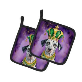 Dalmatian King of Mardi Gras Pair of Pot Holders Kitchen Heat Resistant Pot Holders Sets Oven Hot Pads for Cooking Baking BBQ, 7 1/2 x 7 1/2