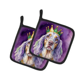 English Setter King of Mardi Gras Pair of Pot Holders Kitchen Heat Resistant Pot Holders Sets Oven Hot Pads for Cooking Baking BBQ, 7 1/2 x 7 1/2
