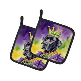 Great Dane King of Mardi Gras Pair of Pot Holders Kitchen Heat Resistant Pot Holders Sets Oven Hot Pads for Cooking Baking BBQ, 7 1/2 x 7 1/2