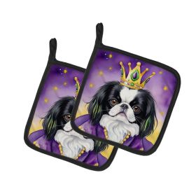 Japanese Chin King of Mardi Gras Pair of Pot Holders Kitchen Heat Resistant Pot Holders Sets Oven Hot Pads for Cooking Baking BBQ, 7 1/2 x 7 1/2
