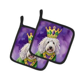 Komondor King of Mardi Gras Pair of Pot Holders Kitchen Heat Resistant Pot Holders Sets Oven Hot Pads for Cooking Baking BBQ, 7 1/2 x 7 1/2
