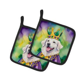 Kuvasz King of Mardi Gras Pair of Pot Holders Kitchen Heat Resistant Pot Holders Sets Oven Hot Pads for Cooking Baking BBQ, 7 1/2 x 7 1/2
