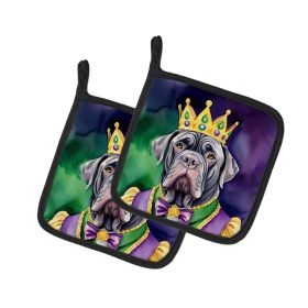 Neapolitan Mastiff King of Mardi Gras Pair of Pot Holders Kitchen Heat Resistant Pot Holders Sets Oven Hot Pads for Cooking Baking BBQ, 7 1/2 x 7 1/2