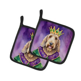 Otterhound King of Mardi Gras Pair of Pot Holders Kitchen Heat Resistant Pot Holders Sets Oven Hot Pads for Cooking Baking BBQ, 7 1/2 x 7 1/2