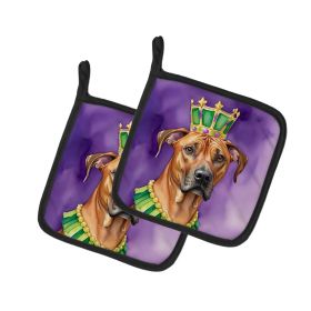 Rhodesian Ridgeback King of Mardi Gras Pair of Pot Holders Kitchen Heat Resistant Pot Holders Sets Oven Hot Pads for Cooking Baking BBQ, 7 1/2 x 7 1/2
