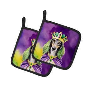 Saluki King of Mardi Gras Pair of Pot Holders Kitchen Heat Resistant Pot Holders Sets Oven Hot Pads for Cooking Baking BBQ, 7 1/2 x 7 1/2