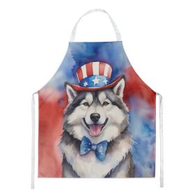 Alaskan Malamute Patriotic American Apron Cooking Kitchen Server Baking Crafts Gardening for Adult Women Men, Unisex, Large, Multicolor