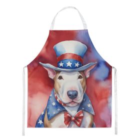 Bull Terrier Patriotic American Apron Cooking Kitchen Server Baking Crafts Gardening for Adult Women Men, Unisex, Large, Multicolor