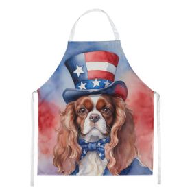 Cavalier Spaniel Patriotic American Apron Cooking Kitchen Server Baking Crafts Gardening for Adult Women Men, Unisex, Large, Multicolor