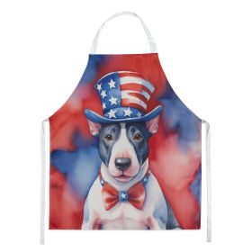 English Bull Terrier Patriotic American Apron Cooking Kitchen Server Baking Crafts Gardening for Adult Women Men, Unisex, Large, Multicolor