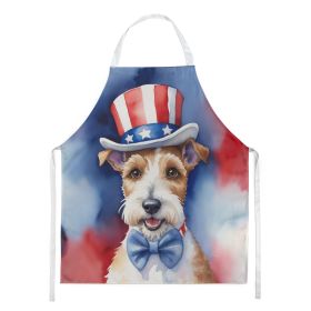 Fox Terrier Patriotic American Apron Cooking Kitchen Server Baking Crafts Gardening for Adult Women Men, Unisex, Large, Multicolor