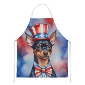 Miniature Pinscher Patriotic American Apron Cooking Kitchen Server Baking Crafts Gardening for Adult Women Men, Unisex, Large, Multicolor