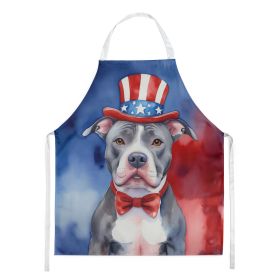 Pit Bull Terrier Patriotic American Apron Cooking Kitchen Server Baking Crafts Gardening for Adult Women Men, Unisex, Large, Multicolor