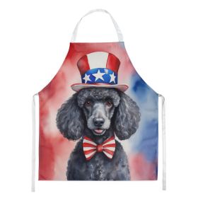 Black Poodle Patriotic American Apron Cooking Kitchen Server Baking Crafts Gardening for Adult Women Men, Unisex, Large, Multicolor