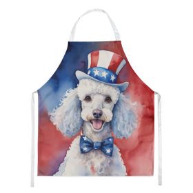 White Poodle Patriotic American Apron Cooking Kitchen Server Baking Crafts Gardening for Adult Women Men, Unisex, Large, Multicolor