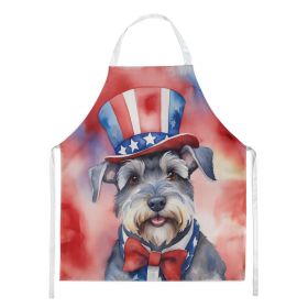 Schnauzer Patriotic American Apron Cooking Kitchen Server Baking Crafts Gardening for Adult Women Men, Unisex, Large, Multicolor