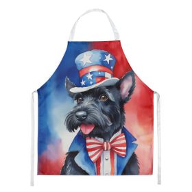 Scottish Terrier Patriotic American Apron Cooking Kitchen Server Baking Crafts Gardening for Adult Women Men, Unisex, Large, Multicolor