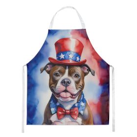 Staffordshire Bull Terrier Patriotic American Apron Cooking Kitchen Server Baking Crafts Gardening for Adult Women Men, Unisex, Large, Multicolor