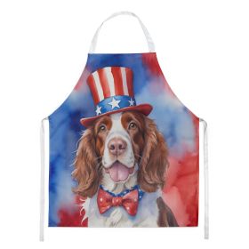 Welsh Springer Spaniel Patriotic American Apron Cooking Kitchen Server Baking Crafts Gardening for Adult Women Men, Unisex, Large, Multicolor