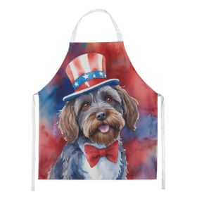Wirehaired Pointing Griffon Patriotic American Apron Cooking Kitchen Server Baking Crafts Gardening for Adult Women Men, Unisex, Large, Multicolor