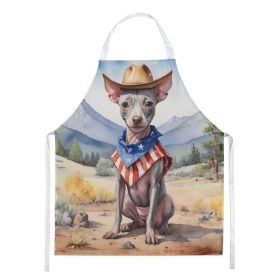 American Hairless Terrier Cowboy Welcome Apron Cooking Kitchen Server Baking Crafts Gardening for Adult Women Men, Unisex, Large, Multicolor