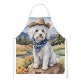 Coton de Tulear Cowboy Welcome Apron Cooking Kitchen Server Baking Crafts Gardening for Adult Women Men, Unisex, Large, Multicolor