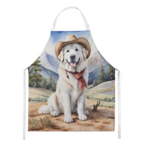 Great Pyrenees Cowboy Welcome Apron Cooking Kitchen Server Baking Crafts Gardening for Adult Women Men, Unisex, Large, Multicolor