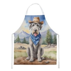 Irish Wolfhound Cowboy Welcome Apron Cooking Kitchen Server Baking Crafts Gardening for Adult Women Men, Unisex, Large, Multicolor