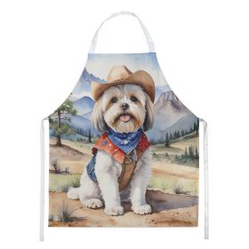 Lhasa Apso Cowboy Welcome Apron Cooking Kitchen Server Baking Crafts Gardening for Adult Women Men, Unisex, Large, Multicolor